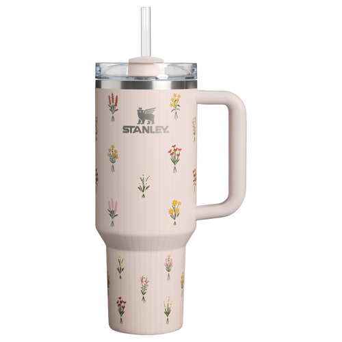 Car-Cup Friendly The Quencher H2.0 Flowstate Tumbler D362R - Double-Wall Vacuum Insulated Travel Tumbler with Straw - Rose Quartz Bouquets