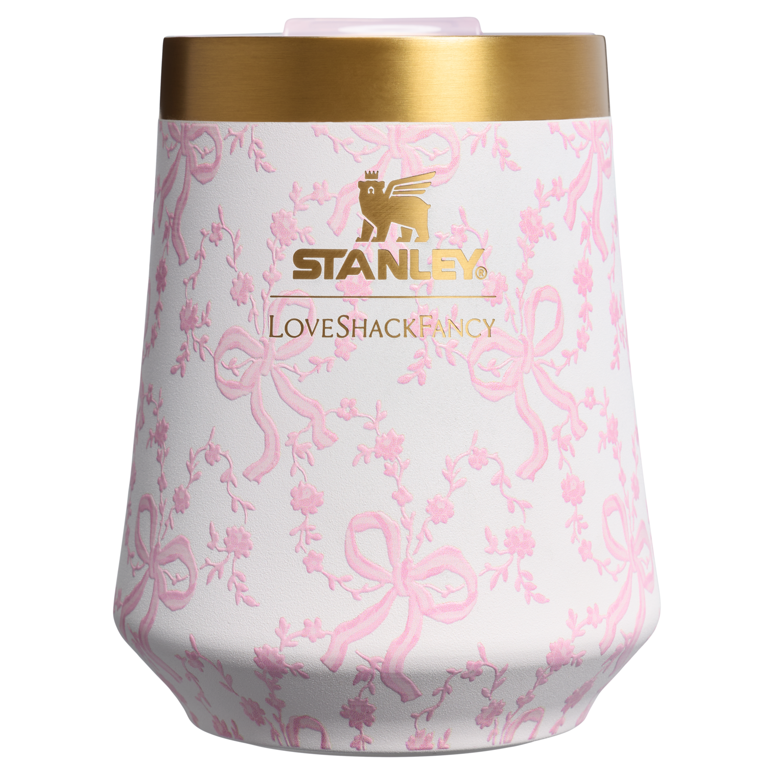Flavor-Preserving Stanley 1913 x LoveShackFancy Holiday Reserve Wine Tumbler D204X - Shatterproof Flavor-Preserving Cocktail Tumbler with Lid - Coquette Bow Chantilly