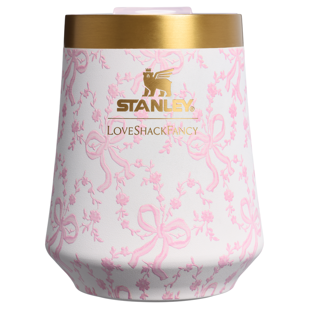 Premium Matte Stanley 1913 x LoveShackFancy Holiday Reserve Wine Tumbler D367F - Reserve Collection Stainless Steel Whiskey Cup - Coquette Bow Chantilly