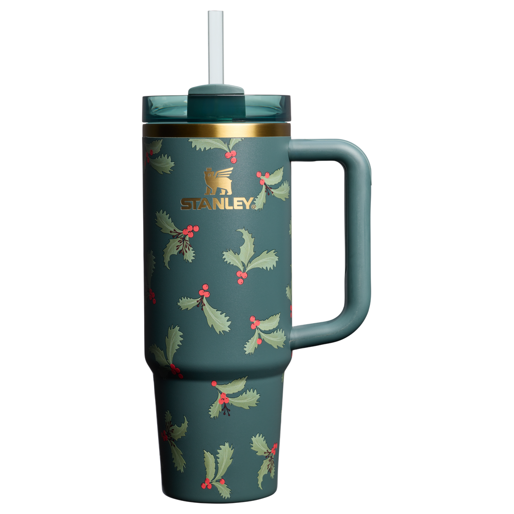 Car-Cup Friendly The Cheers & Cheer Quencher H2.0 Flowstate Tumbler D189S - Double-Wall Vacuum Insulated Travel Tumbler with Straw - Holiday Botanical