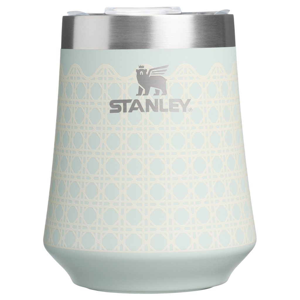 Elegant Stemless The Reserve Wine Tumbler D352C - Shatterproof Flavor-Preserving Cocktail Tumbler with Lid - Mist Rattan