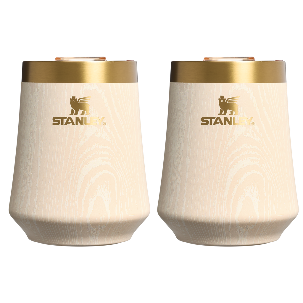 Shatterproof Luxury The Cheers & Cheer Reserve Wine Tumbler | 2-pack D190T - Reserve Collection Stainless Steel Whiskey Cup - Birch Woodgrain