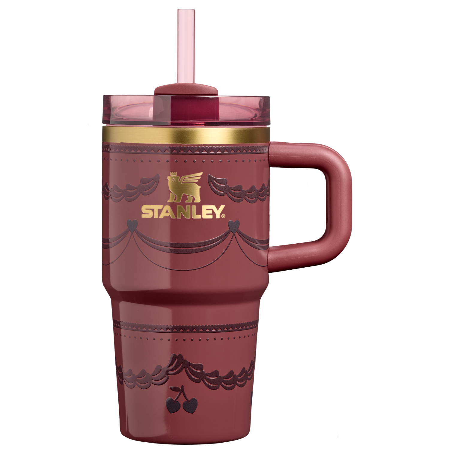 Splash-Resistant FlowState The Valentine’s Day Quencher H2.0  Flowstate Tumbler D234X - 40oz Large Capacity Car-Cup Friendly Quencher - Red Velvet Cake
