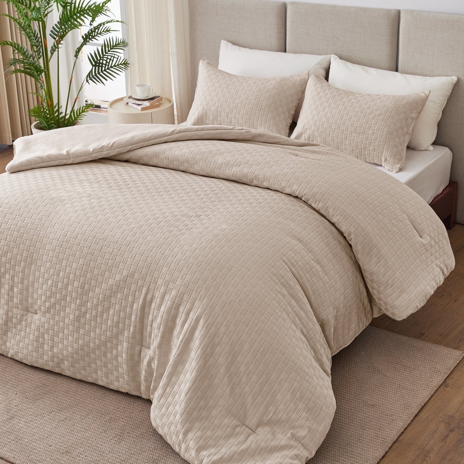 Fluffy Down Alternative 3-Piece Jacquard Braid Ultra Soft King Comforter Set, Luxury Reversible Microfiber Oversized Comforters Bedding Set w... - Hypoallergenic Ultra-Fluffy Quilt for Winter - Default Title