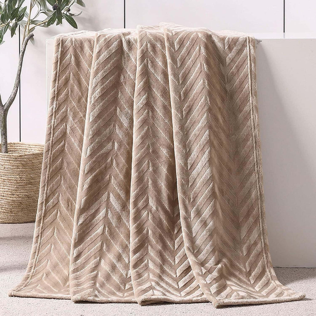 Decorative Knitted Soft Flannel Fleece Lightweight 50"x60" Throw Blanket, Brushed Chevron Design Fluffy Plush Cozy Blanket for All Seaso... - Super Soft Reversible Sherpa Flannel Blanket - Default Title