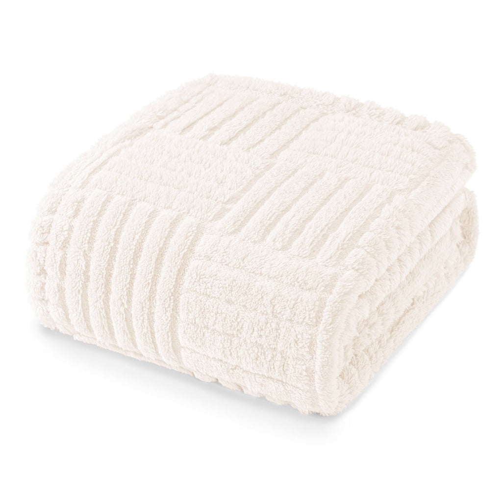 Reversible Sherpa Fluffy Fleece Throw Blanket 50"x60" for Couch, Bed, Sofa, Fuzzy Soft Cozy Throw with Decorative Jacquard Pattern for ... - Lightweight Plush Warm Blanket for All Seasons - Default Title
