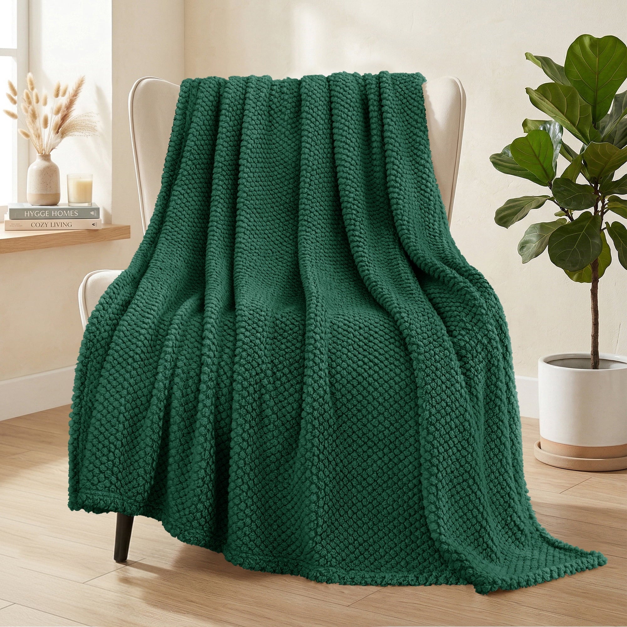Lightweight Warm Fuzzy Fleece 50"x70" Throw Blanket for Couch, Fluffy Warm Soft Jacquard Blankets for Fall Winter, Lightweight and Coz... - Cozy Fleece Throw Blanket for Couch & Bed - Default Title