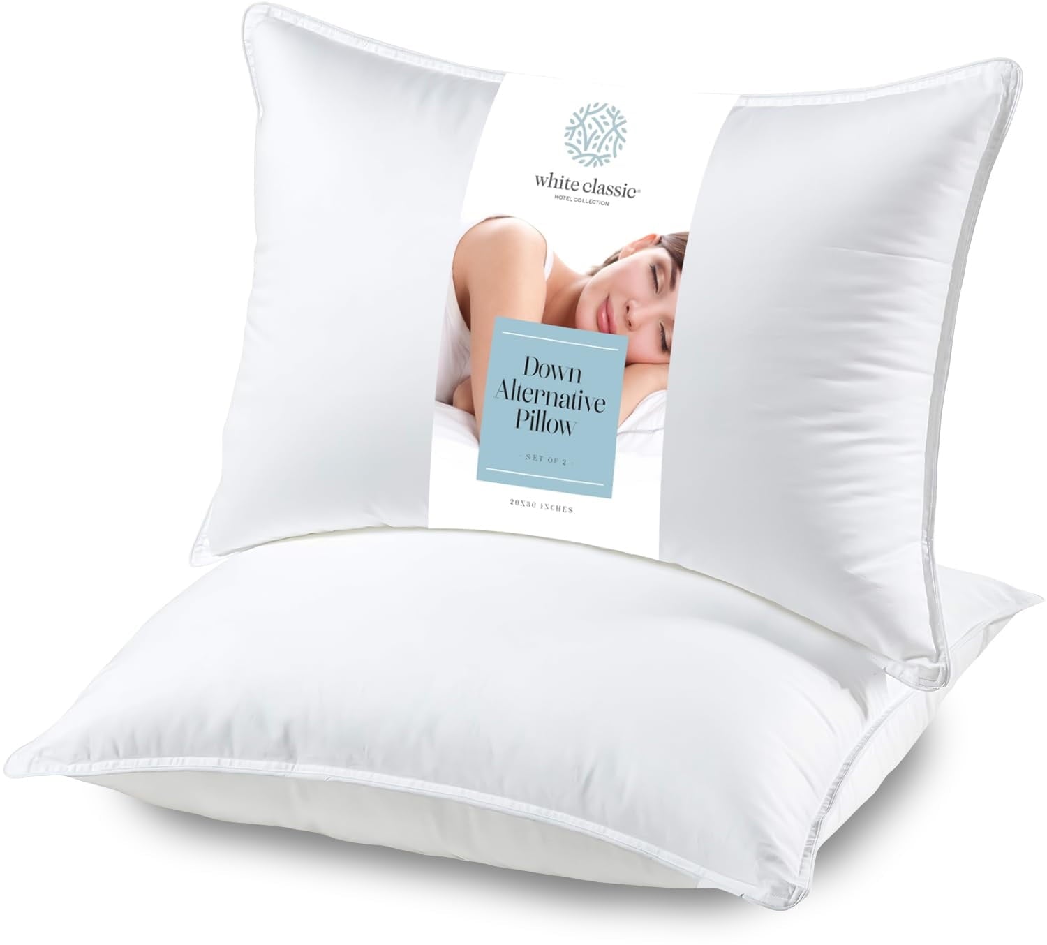 Decorative Plump Bed Pillows for Sleeping 2 Pc Set, Queen Size Pillow Side Sleeper Set, Down Alternative Luxury Hotel Soft Pillow 28x2... - Hotel Quality Plush Sleeping Pillows - Default Title