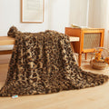 Lightweight Warm Luxury Faux Fur Leopard Print Throw, Soft 50x60 Cheetah Print Fluffy Blanket, Shaggy Plush Decorative Couch Throw, Cu... - Super Soft Reversible Sherpa Flannel Blanket - Default Title