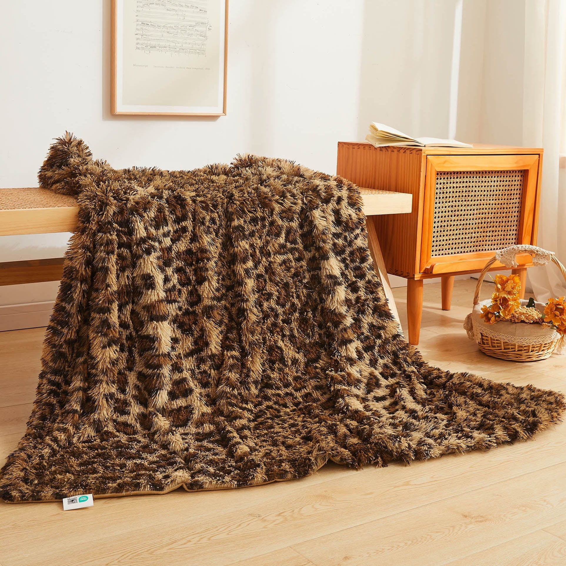 Lightweight Warm Luxury Faux Fur Leopard Print Throw, Soft 50x60 Cheetah Print Fluffy Blanket, Shaggy Plush Decorative Couch Throw, Cu... - Super Soft Reversible Sherpa Flannel Blanket - Default Title