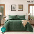 Fluffy Down Alternative 3-Piece Twin Size Comforter Set, Green Down Alternative Reversible Bedding Set, All-Season Quilted Soft Comforter wit... - Cloud-Like Soft Lightweight Bed Comforter - Default Title