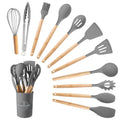 High-Precision Silicone Wooden Heat Resistant Kitchen Utensil Set, 12 pcs - Professional Kitchen Tool for Culinary Enthusiasts - Default Title