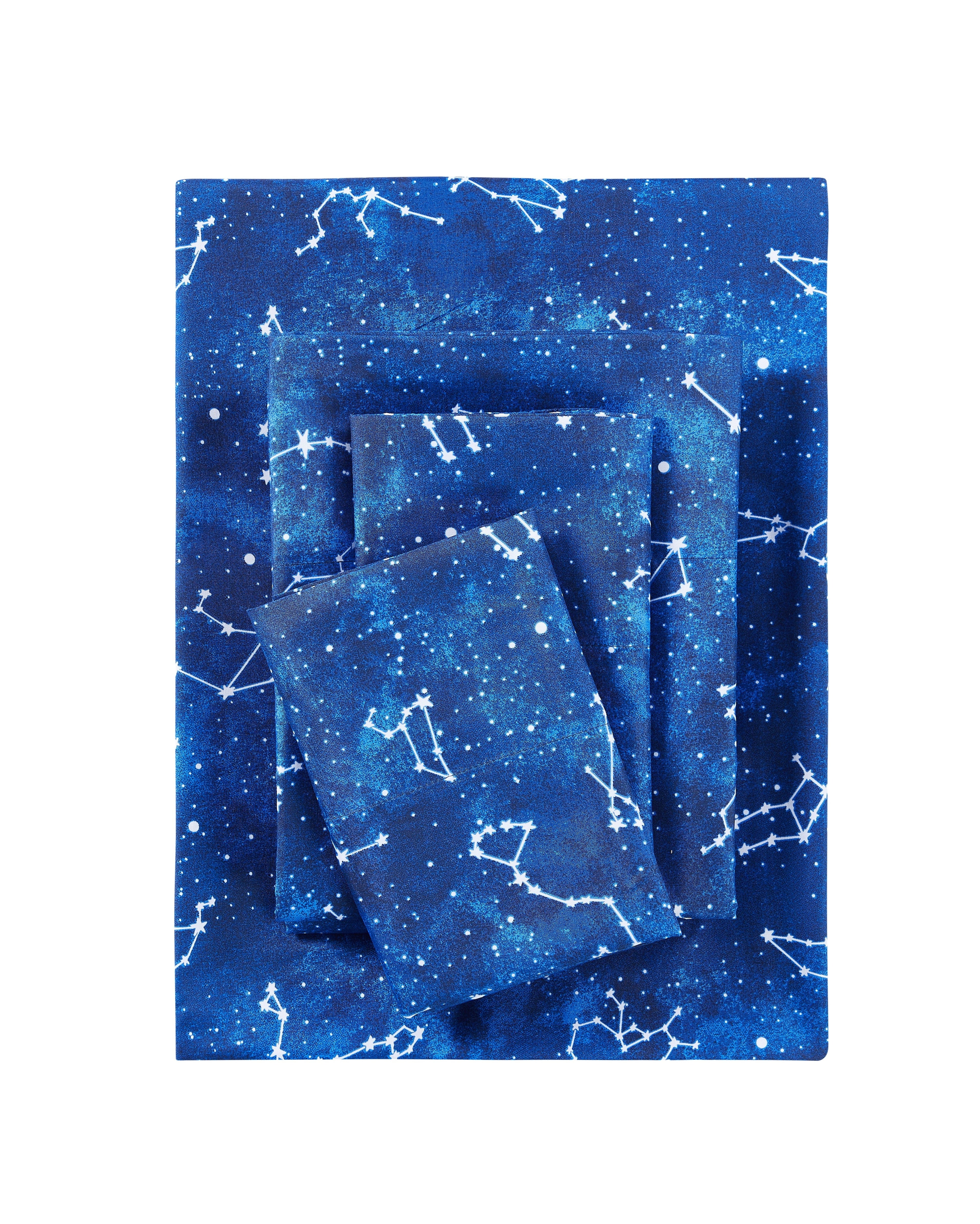 Wrinkle-Resistant Kids Soft Microfiber Sheet Set, Navy Blue Stars, Full, 4 Pieces, Easy Care - Breathable Egyptian Cotton Flat & Fitted Sheets - Default Title