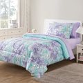 Luxurious Quilted 5-Piece Purple Metallic Foil Cheetah Bedding Set for Kids with Storage Bag, Twin - Luxurious Quilted Duvet Cover Set - Default Title