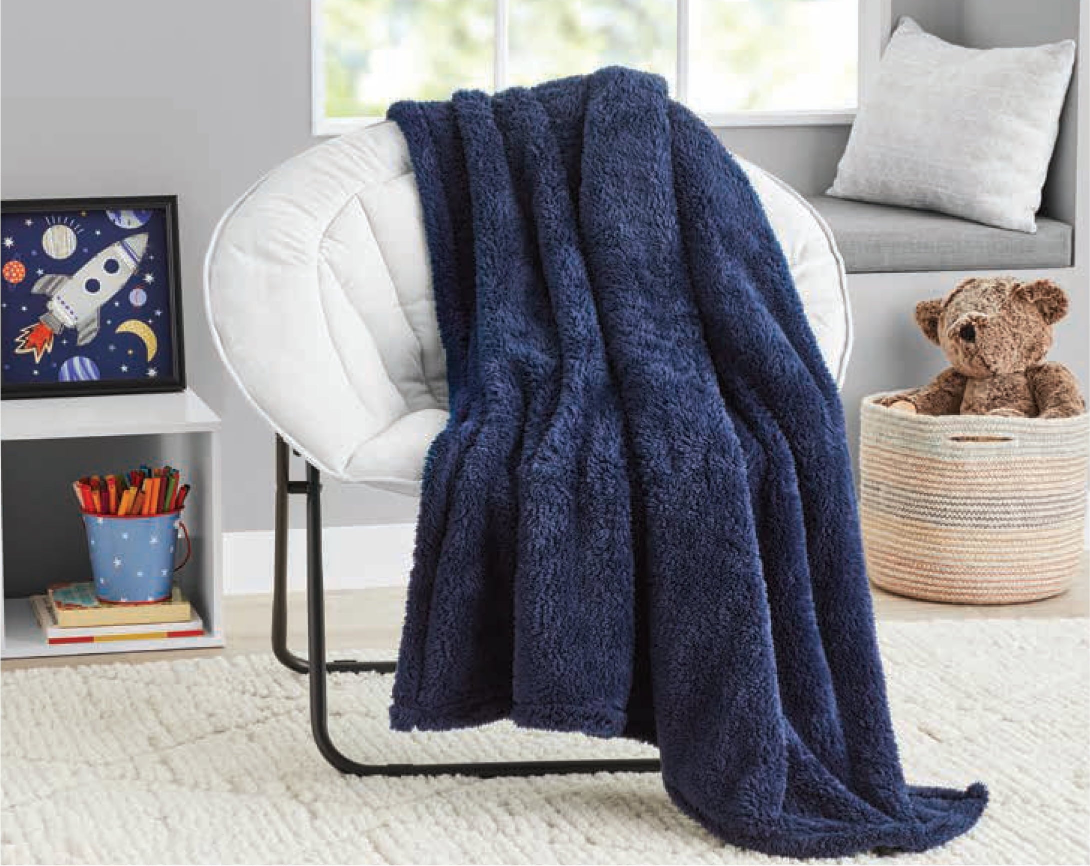 Lightweight Warm Soft, Navy Blue, Oversized, Fuzzy, Throw Blanket for Kids, 72 x 50 inches - Cozy Fleece Throw Blanket for Couch & Bed - Default Title