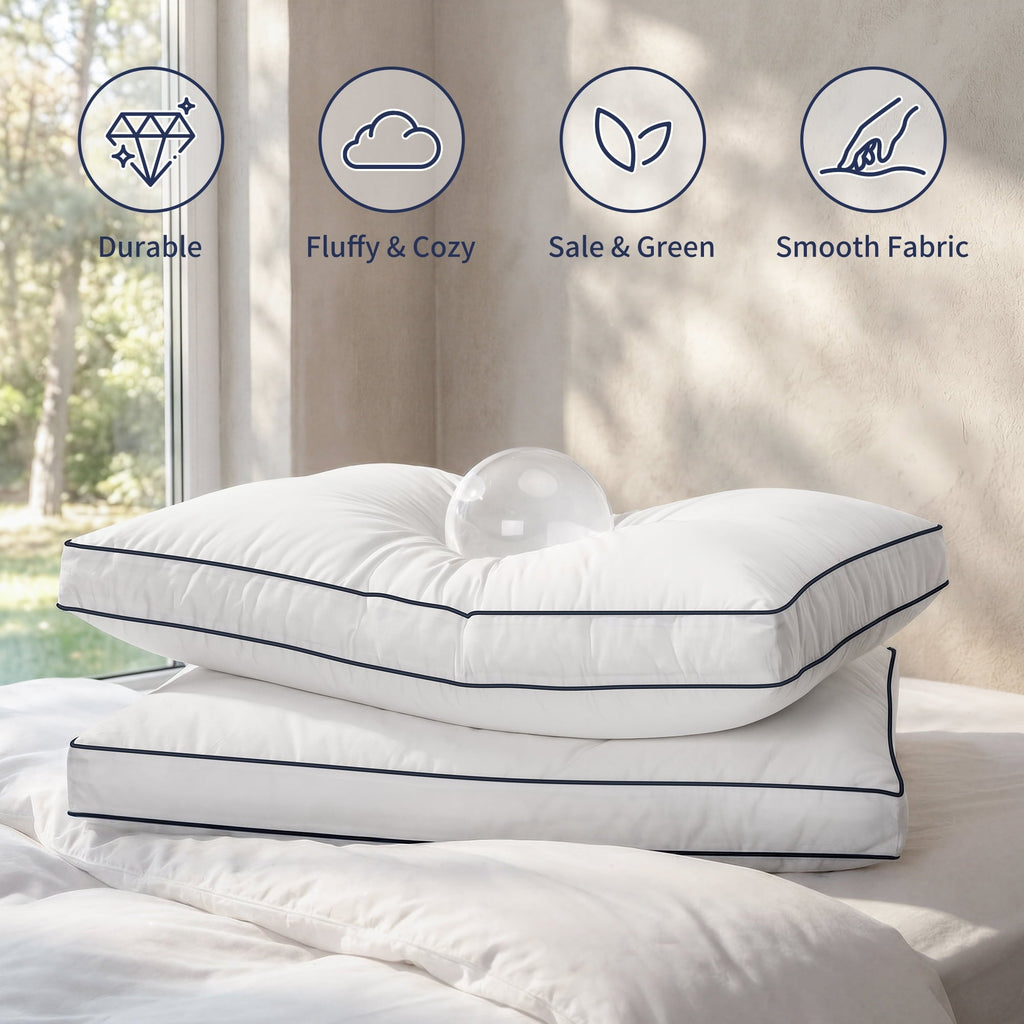 Fluffy Shredded for Queen Size 2 Pack, Duck Feather and Shredded Memory Foam Soft Luxury Hotel Collection - Decorative Throw Pillow Cushion for Sofa & Bed Detail