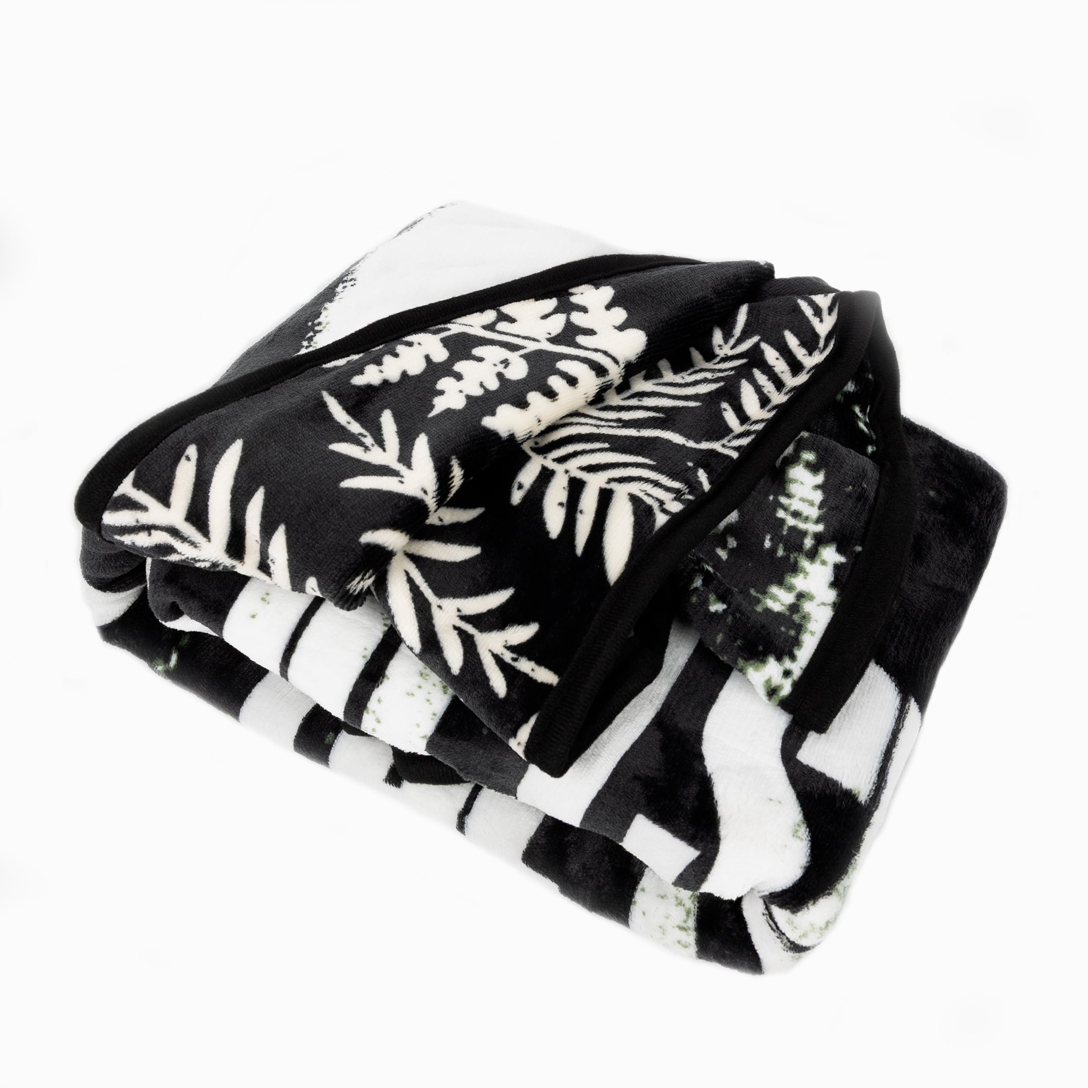 Cozy Fleece Black and White Polyester Throw Blanket, 50" X 60" - Cozy Fleece Throw Blanket for Couch & Bed Detail