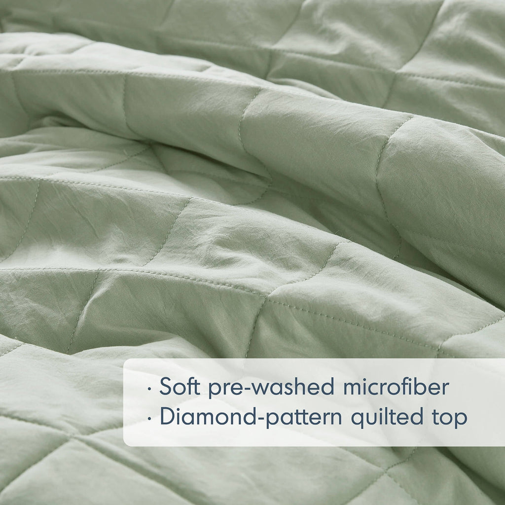 Luxurious Quilted Full/Queen Comforter Set Sage, 3 Pieces Quilted Ruffle Comforters Full/Queen Size, Solid Bedding Comforters Sets, Gif... - Hypoallergenic Ultra-Fluffy Quilt for Winter Detail