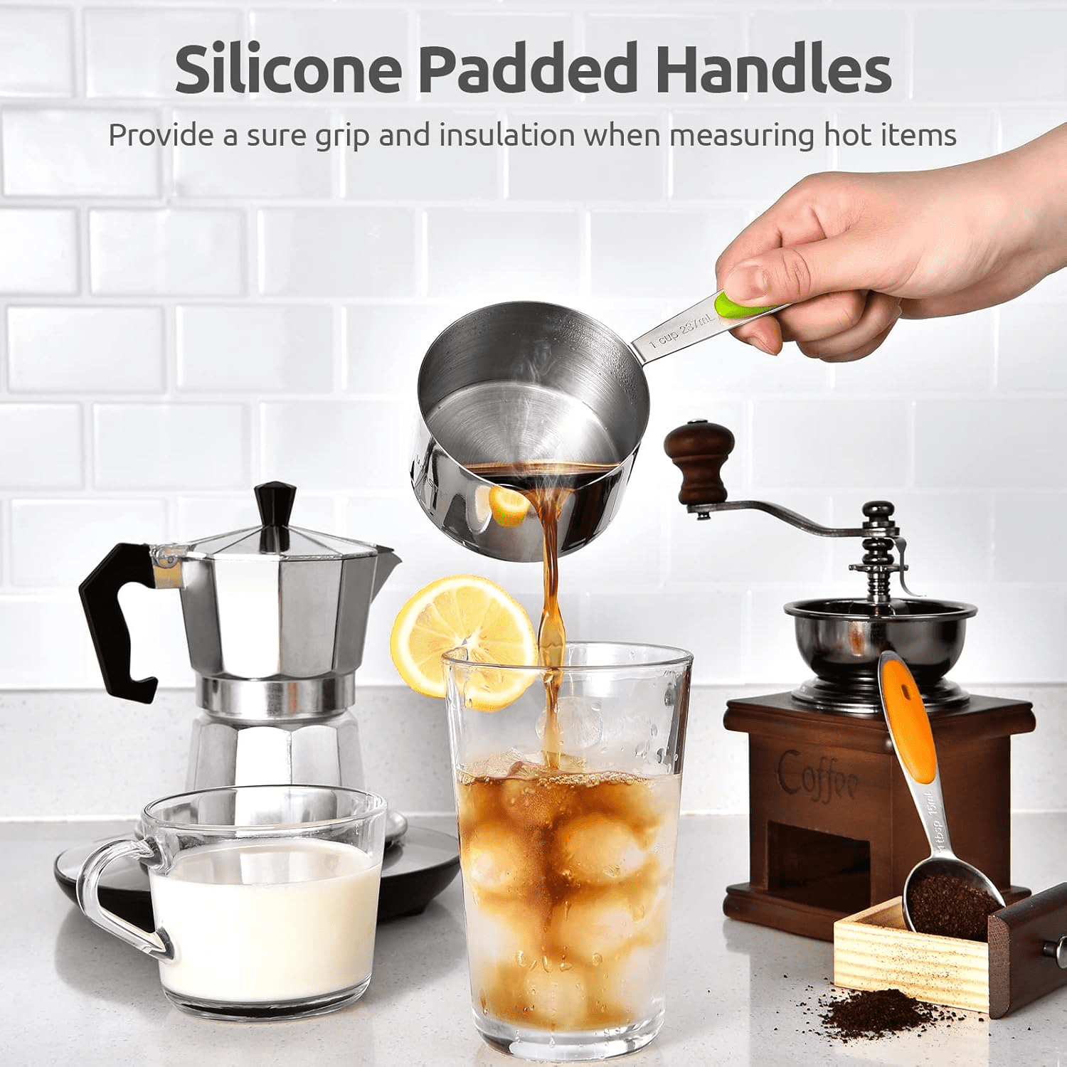 Durable Steel Stainless Steel Measuring Cups and Spoons Set of 15, 5 Stainless Steel Nesting Measuring Cups & 5 Spoons, 5 Mini Meas... - Professional Kitchen Tool for Culinary Enthusiasts Detail