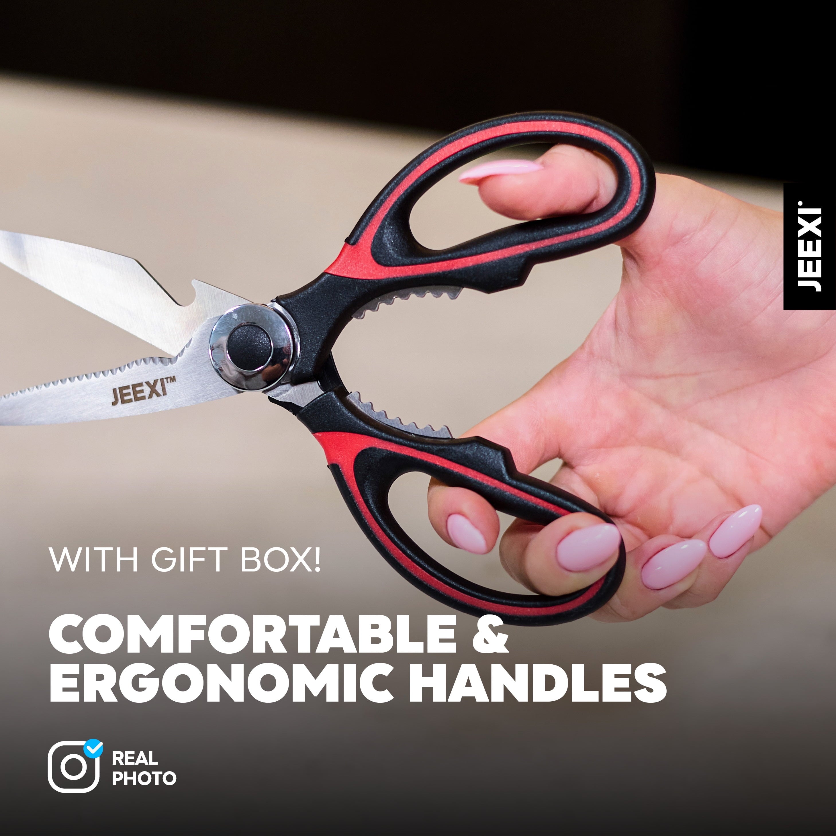 Multi-Functional 3 Pack Kitchen Scissors, Ultra-Sharp Premium Stainless Steel Heavy Duty Kitchen Shears & Multi Purpose Poultry Shears... - Kitchen Gadget Tool for Quick Food Prep Detail