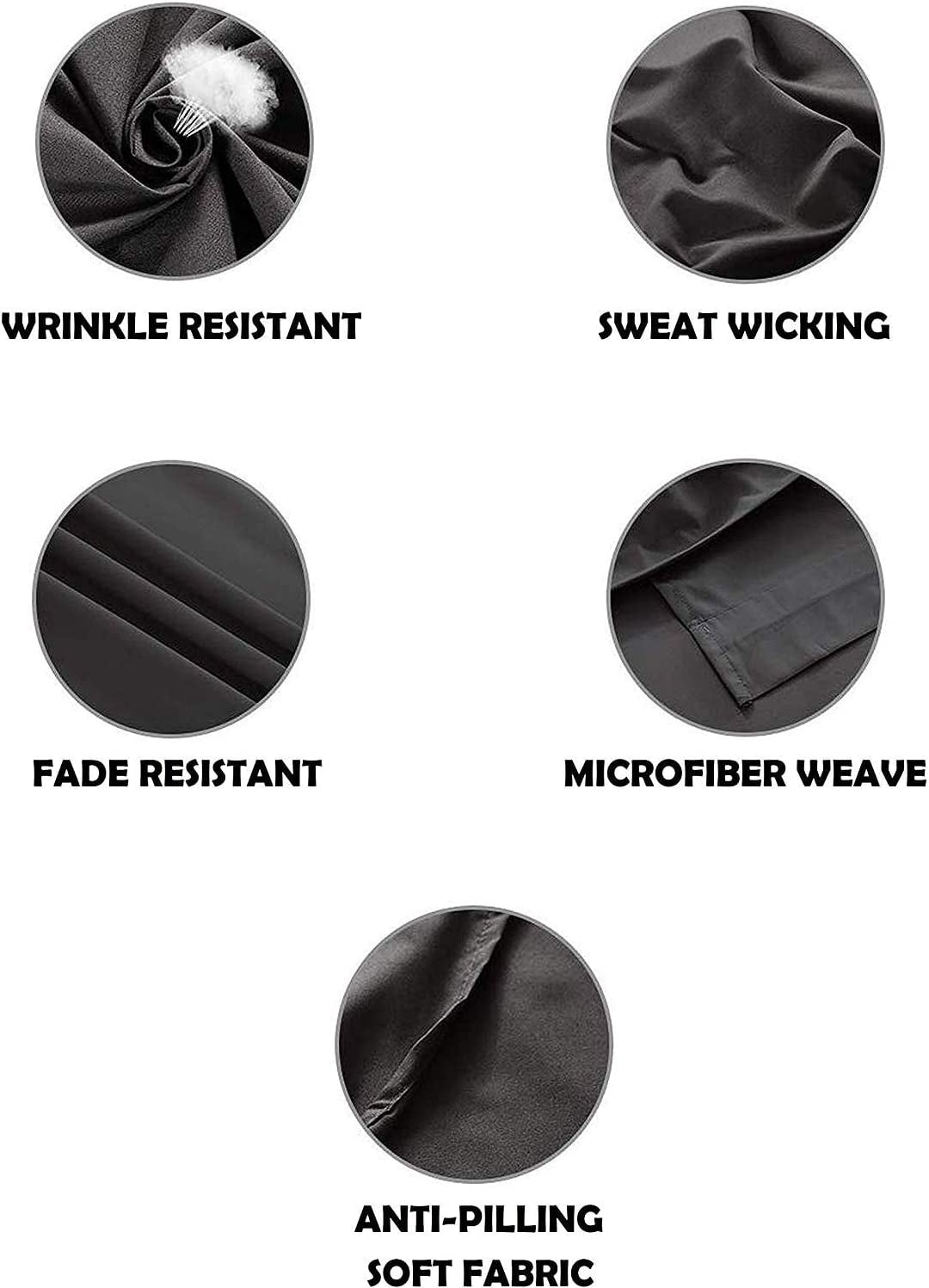 Wrinkle-Resistant 1800 Series Microfiber Bed Sheets 6-Piece Set, Deep Pocket, Queen Black - Breathable Egyptian Cotton Flat & Fitted Sheets Detail