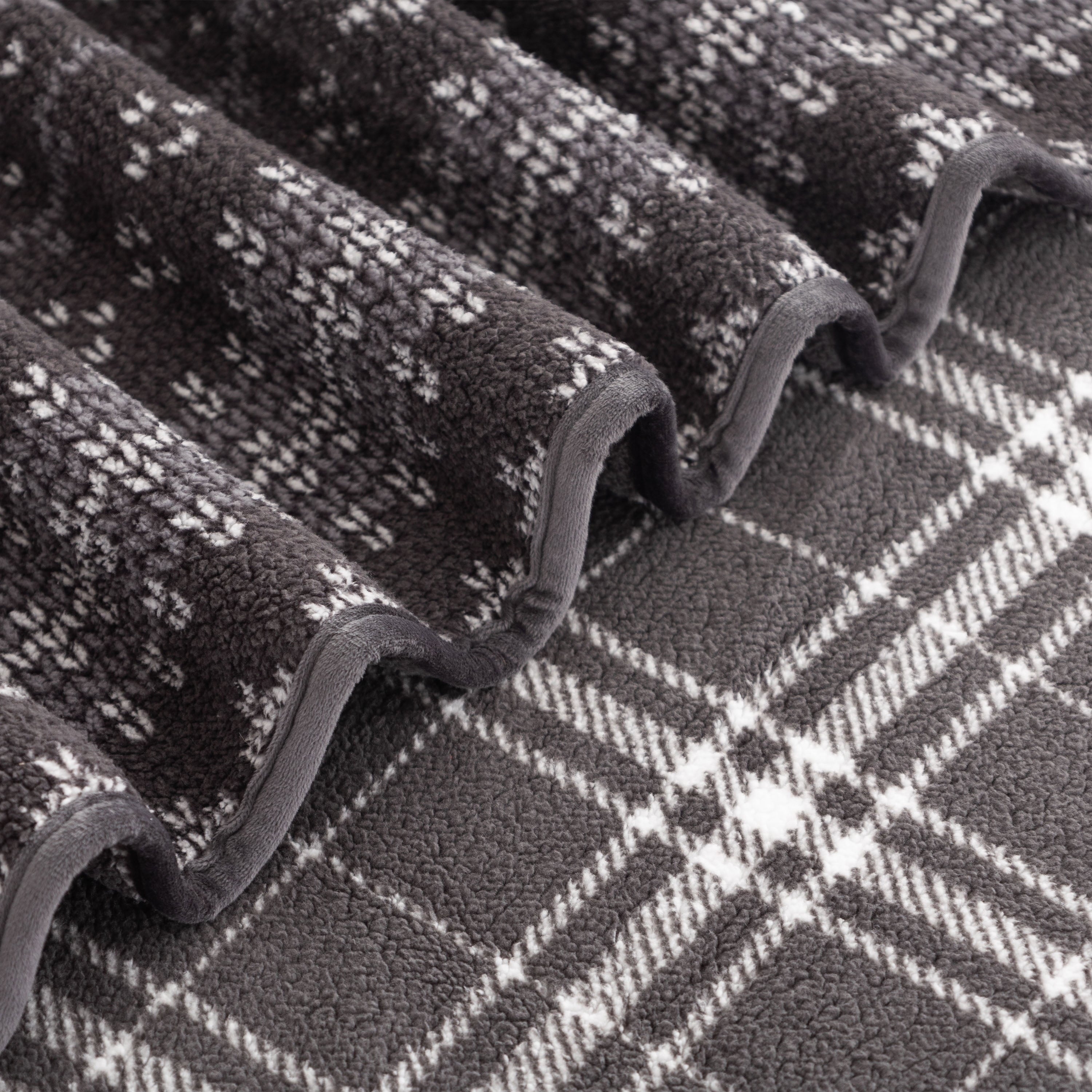 Super Soft Flannel Berkshire Life Reversible Printed Hampshire Soft Throw Blanket, Glacier Fair Isle - Super Soft Reversible Sherpa Flannel Blanket Detail