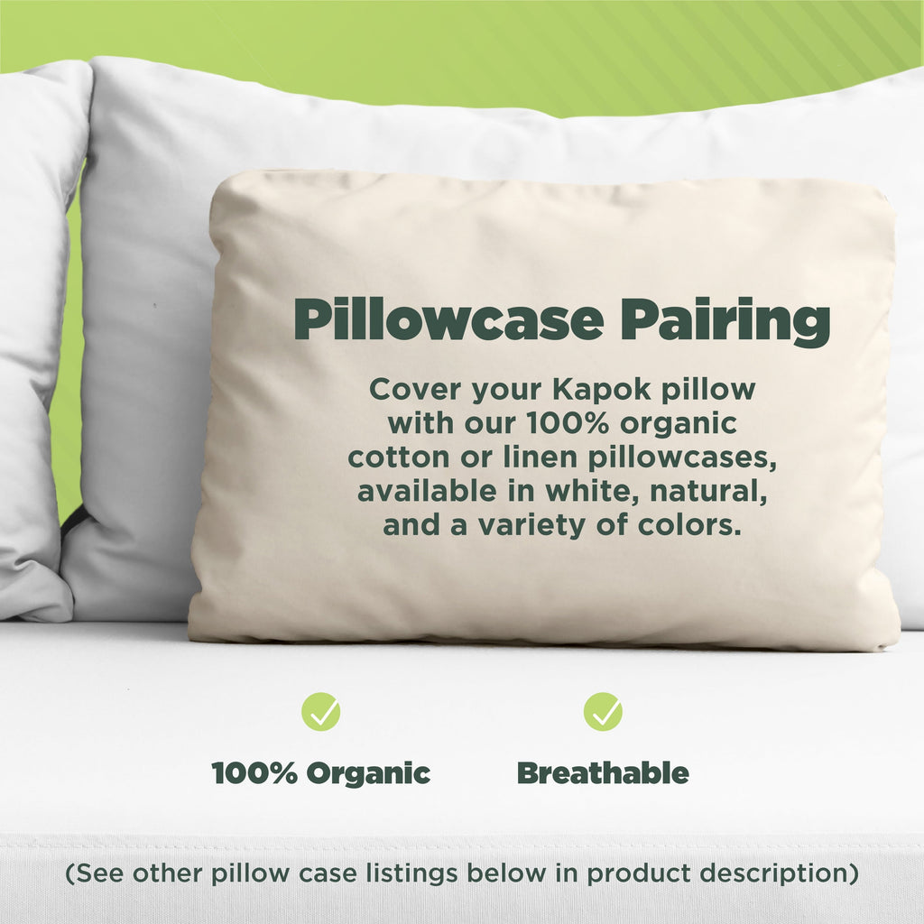 Orthopedic Support Kapok 20x26" Standard Bed Pillow – Organic Cotton Fabric Soft Sleeping Pillow - Made in USA - Hotel Quality Plush Sleeping Pillows Detail