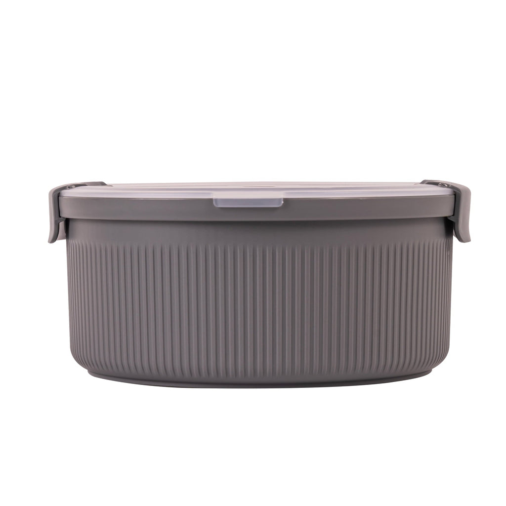 Whimsical Doughnut Food Storage Bento Container, Round, Grey, 47oz Capacity, Ideal Use for Workday Meals and Travel - Squishy Dohnut Sweet Treat Shaped Stress Toy Detail