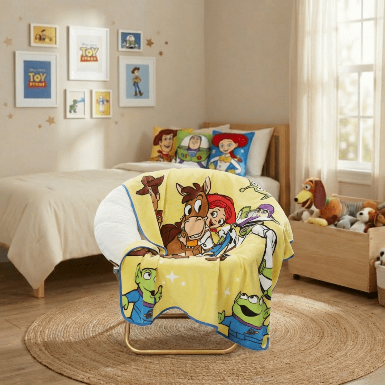 Cozy Fleece Space Kids Throw Blanket, Soft Coral Fleece, Yellow, 46" x 60" - Cozy Fleece Throw Blanket for Couch & Bed Detail