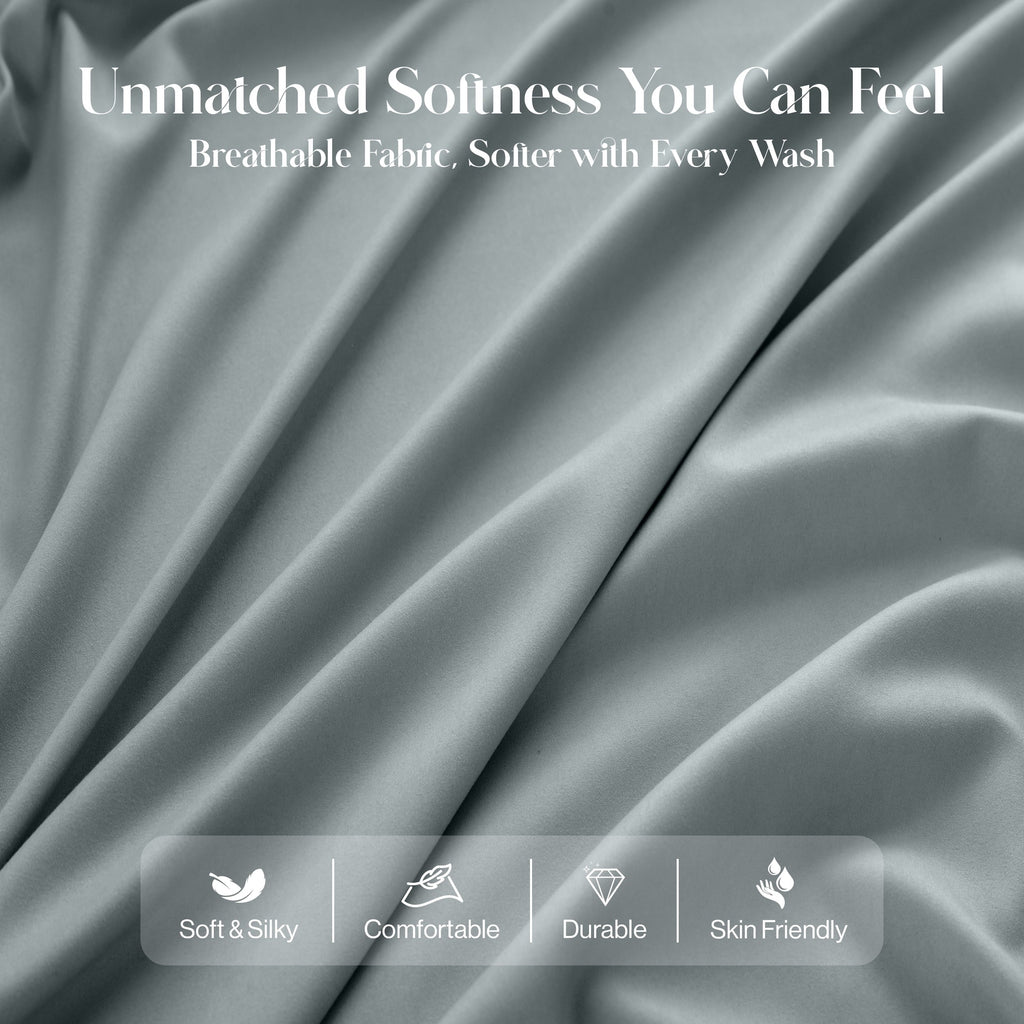 Ultra-Soft Bed Sheets - 6 Piece Ultra-Soft Microfiber Sheets Set, Deep Pocket Fitted Sheet, Flat Sheet & 4 Pillowcases, Breathab... - Premium Ultra-Soft Pillowcase Pair for Sleeping Detail