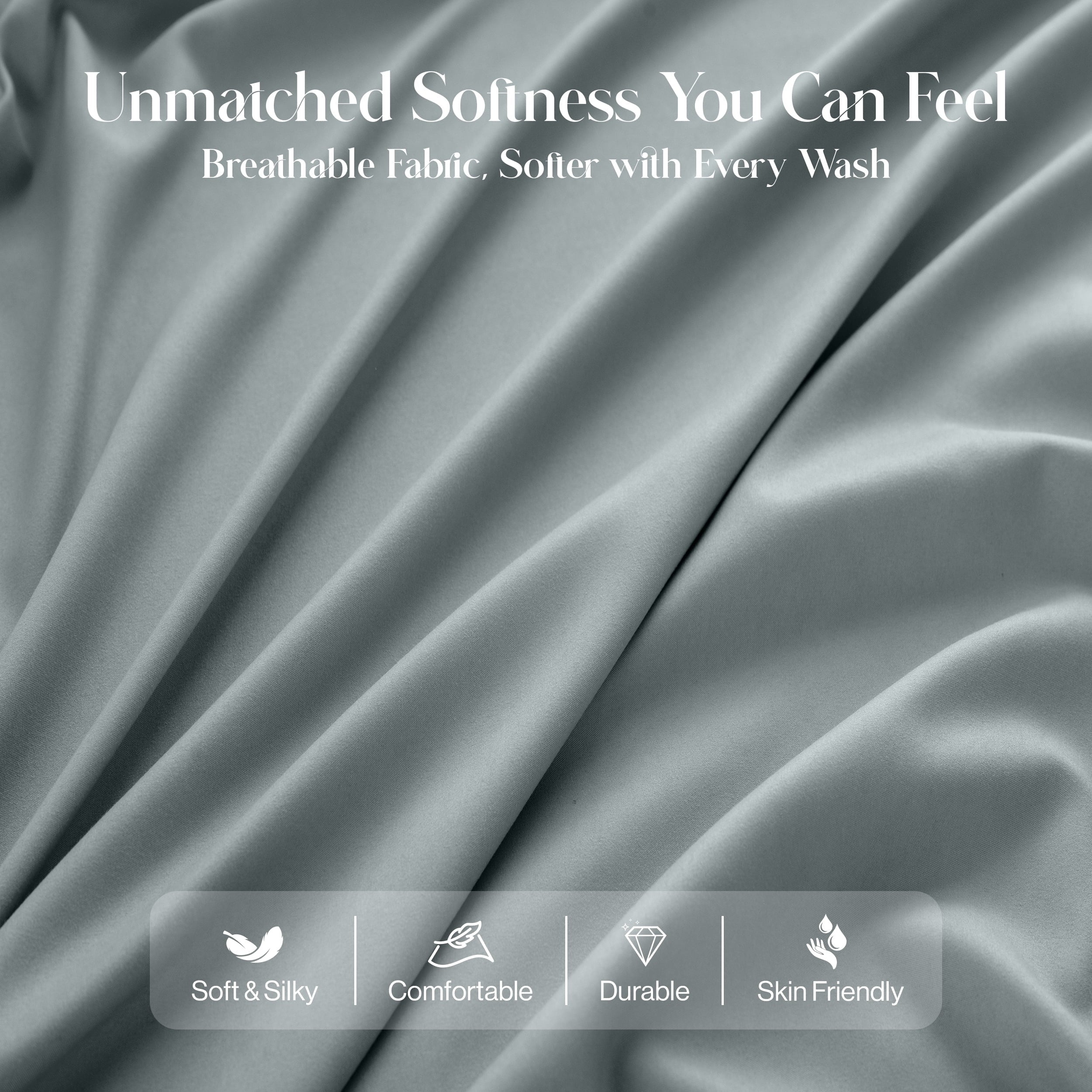 Ultra-Soft Bed Sheets - 6 Piece Ultra-Soft Microfiber Sheets Set, Deep Pocket Fitted Sheet, Flat Sheet & 4 Pillowcases, Breathab... - Premium Ultra-Soft Pillowcase Pair for Sleeping Detail