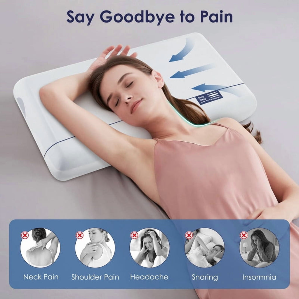 Hotel Collection Cooling Memory Foam Bed Pillow for Neck Pain Relief, Two-Sided Cooling Pillow for Back, Stomach and Side Sleepers, Tw... - Hotel Quality Plush Sleeping Pillows Detail