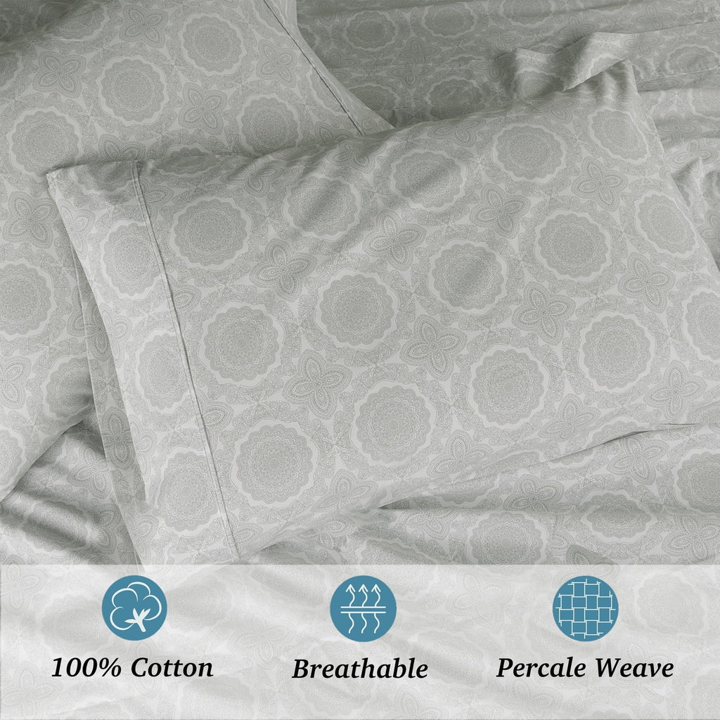 Ultra-Soft 100% Cotton Queen Sheets Set, 4 Piece Bed Sheets Set with HeiQ Fresh, Percale Weave, Hotel Luxury, Ultra Soft Sheets ... - Cooling Hotel Quality Bedding Sheets and Pillowcases Detail
