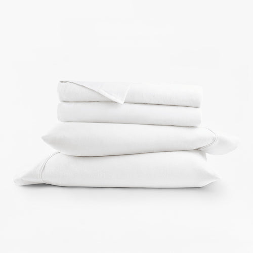 Breathable Luxury 100% Cotton Flannel Bed Sheets Set for Full Size Bedding in White - Breathable Egyptian Cotton Flat & Fitted Sheets Detail