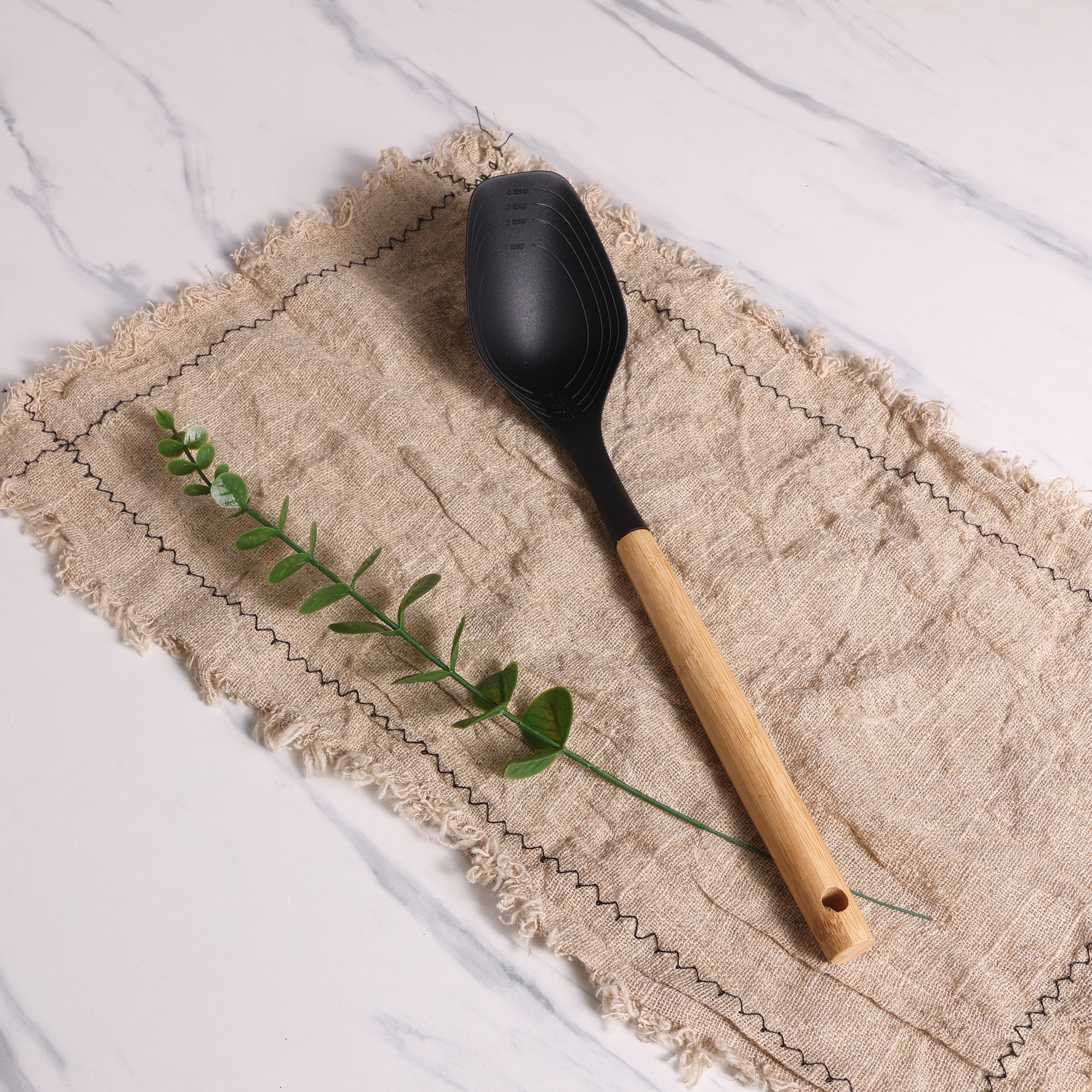 Durable Steel with Bamboo Handle, Ideal for Cooking , 13in L - High-Precision Culinary Tool for Baking & Cooking Detail