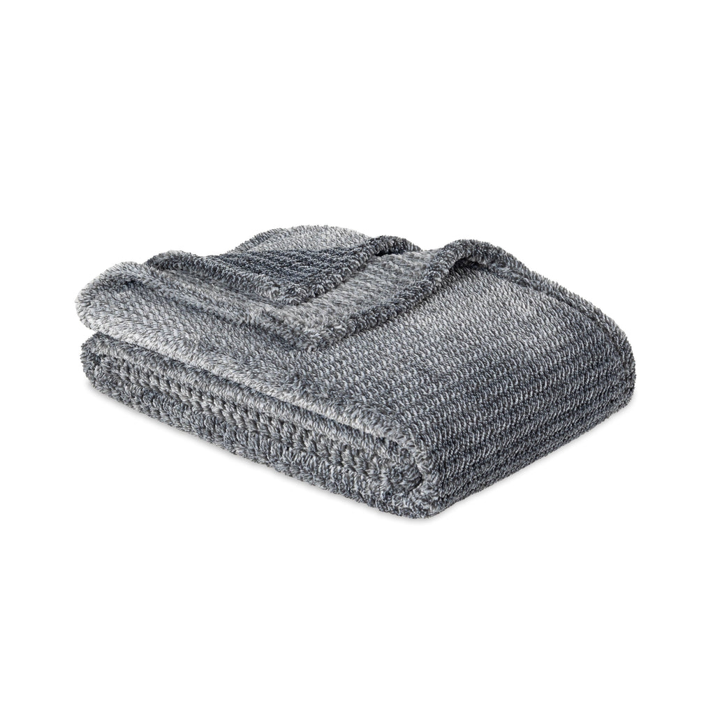 Lightweight Warm Plush Textured Heathered Soft Oversized Throw Blanket, Gray - Luxury Knitted Decorative Throw Blanket with Fringes Detail