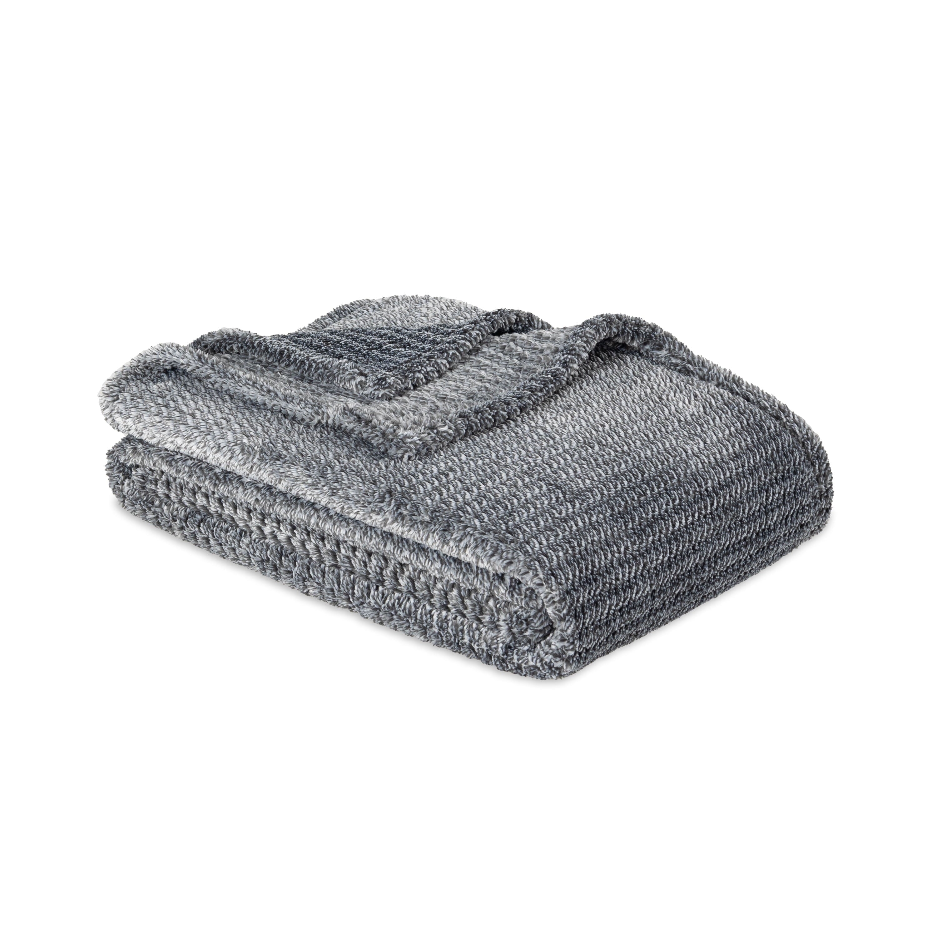 Lightweight Warm Plush Textured Heathered Soft Oversized Throw Blanket, Gray - Luxury Knitted Decorative Throw Blanket with Fringes Detail
