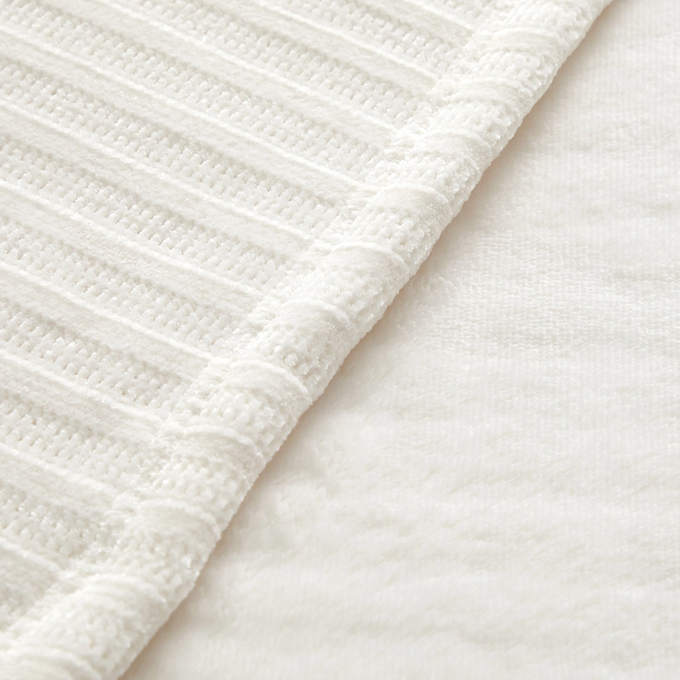Super Soft Flannel Cozy Chenille Reverse to Plush Soft Couch Throw, Vanilla Dream, Standard Size - Cozy Fleece Throw Blanket for Couch & Bed Detail