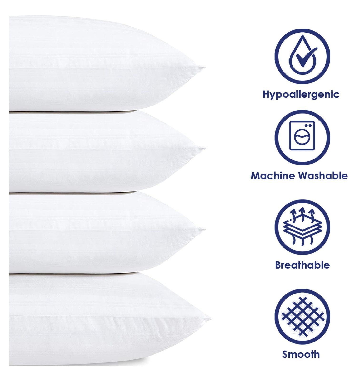 Ergonomic Memory Foam 2-Pack Hypoallergenic Down-Alternative, Throw Pillow Inserts (20" x 20") - Hotel Quality Plush Sleeping Pillows Detail