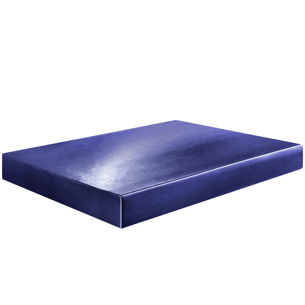 Breathable Luxury Fitted Sheet Deep Pocket Bed Sheet Satin Silk Sheets Ultra Soft Machine Washable Twin, Navy Blue - Cooling Hotel Quality Bedding Sheets and Pillowcases Detail