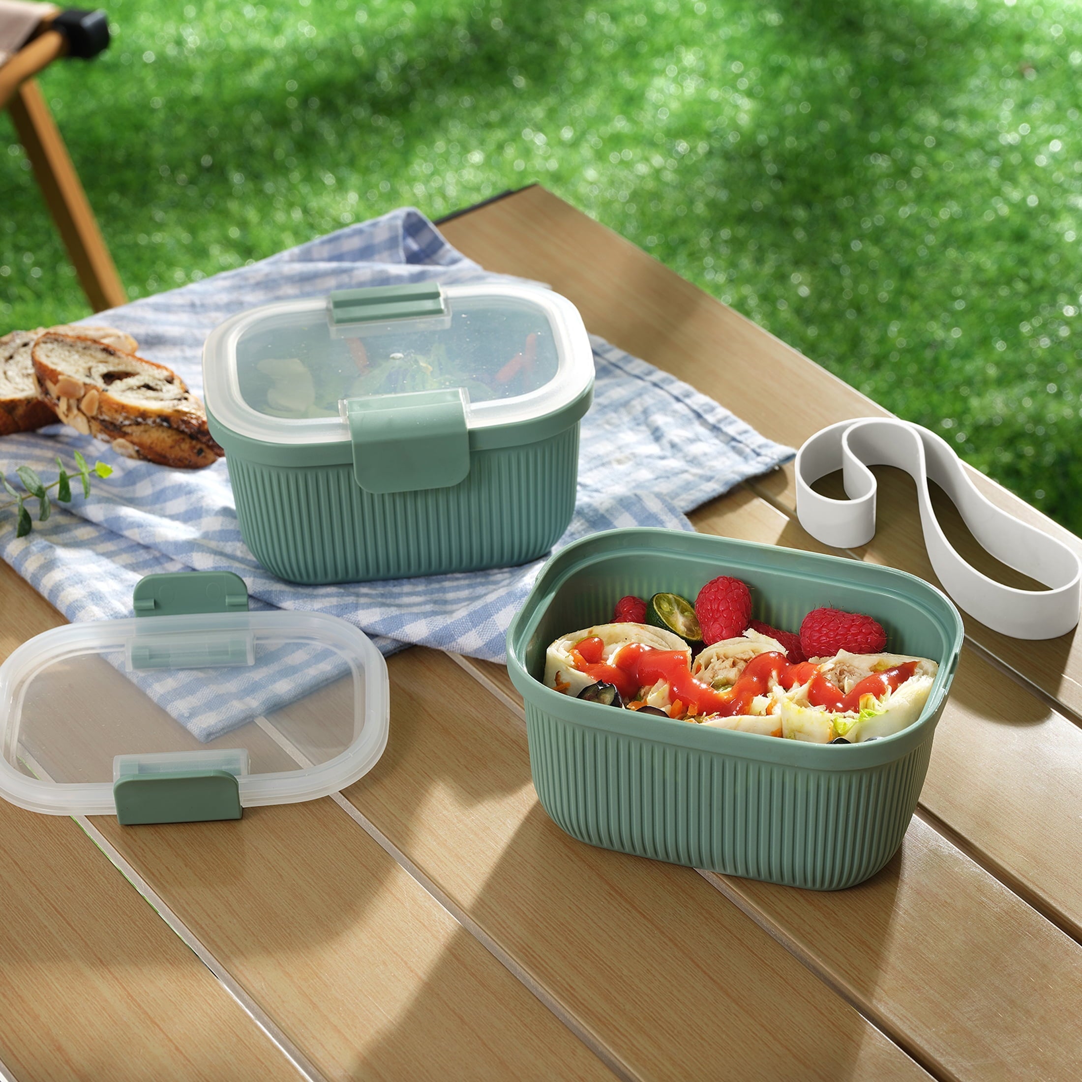 Playful Geometric Food Storage Snack Container, Plastic, Rectangle, Green, 19oz Capacity, Best Used for On-the-Go Snacks and Small Port... - Fun Food Fidget Cookie Squishable Toy Detail