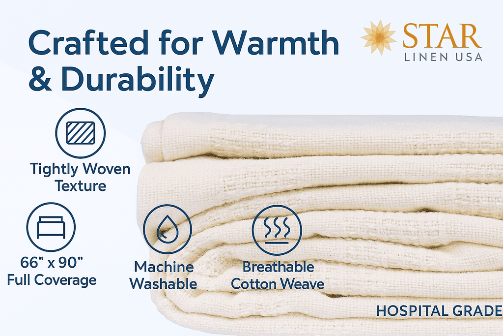 Lightweight Warm Hospital Thermal Blanket Throw Snag Free | 100% Cotton | Twin 66"x90" | White (1) - Luxury Knitted Decorative Throw Blanket with Fringes Detail