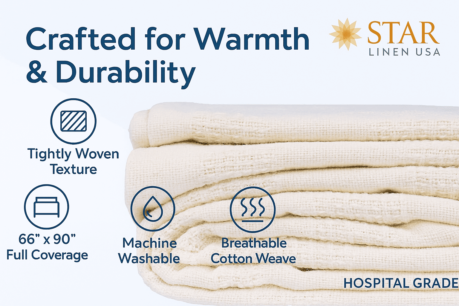 Lightweight Warm Hospital Thermal Blanket Throw Snag Free | 100% Cotton | Twin 66"x90" | White (1) - Luxury Knitted Decorative Throw Blanket with Fringes Detail
