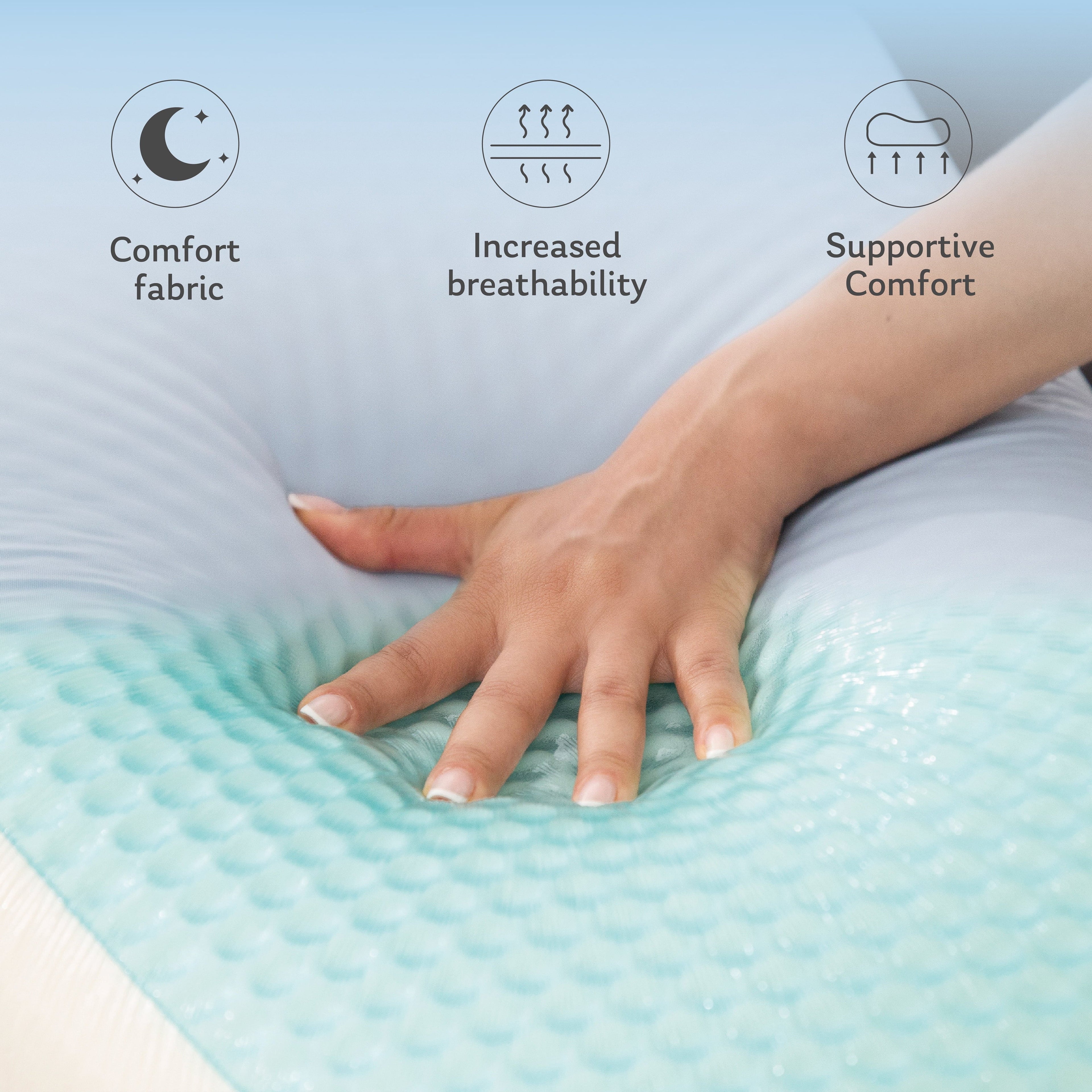 Orthopedic Support Memory Foam Pillow, Cooling Gel Bed Pillow, Queen, Blue - Hotel Quality Plush Sleeping Pillows Detail