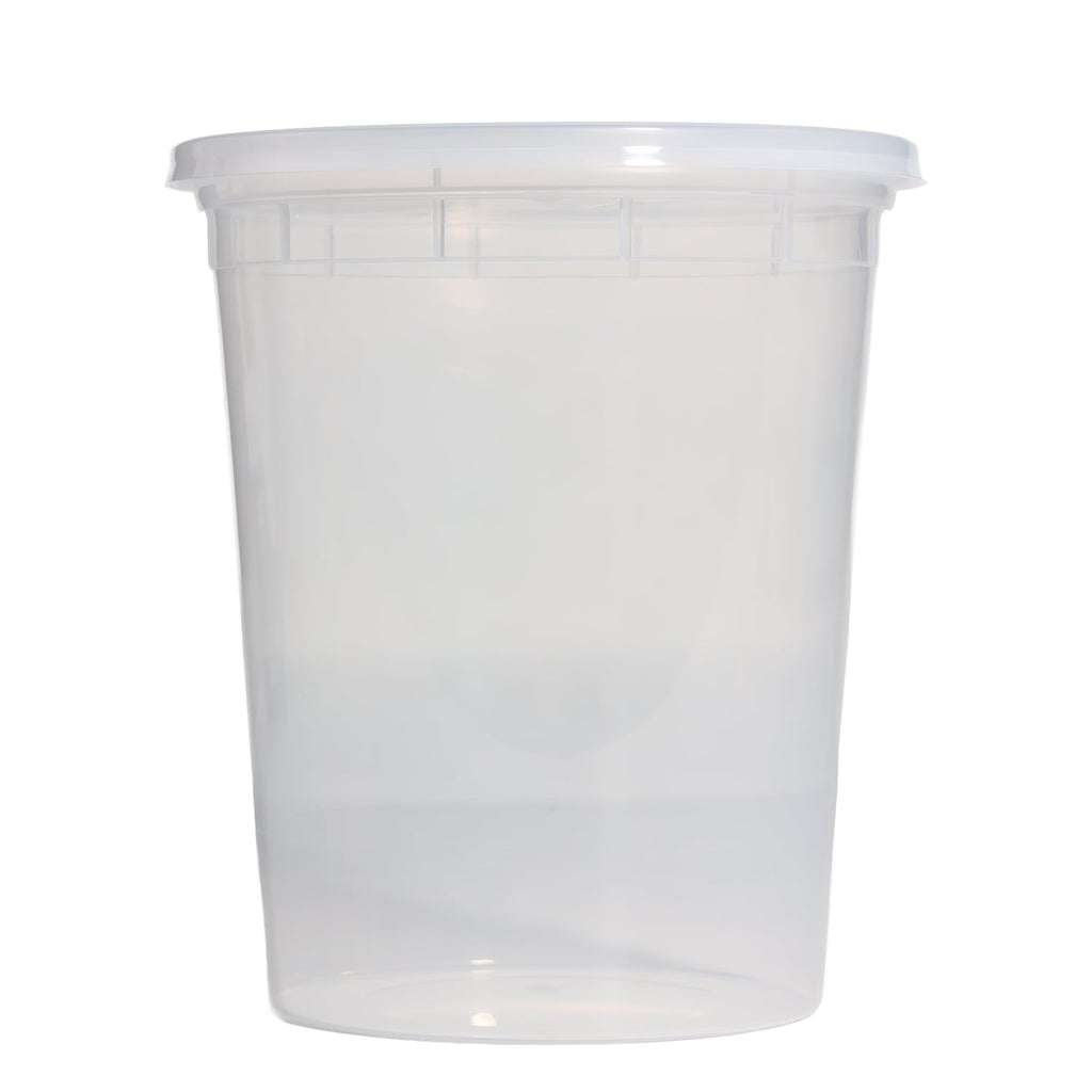 Whimsical Doughnut 40 Piece 32oz Plastic Deli Container, Ideal Use for Meal Prep and Batch Cooking - Playful Star & Heart Shaped Geometric NeeDoh Detail