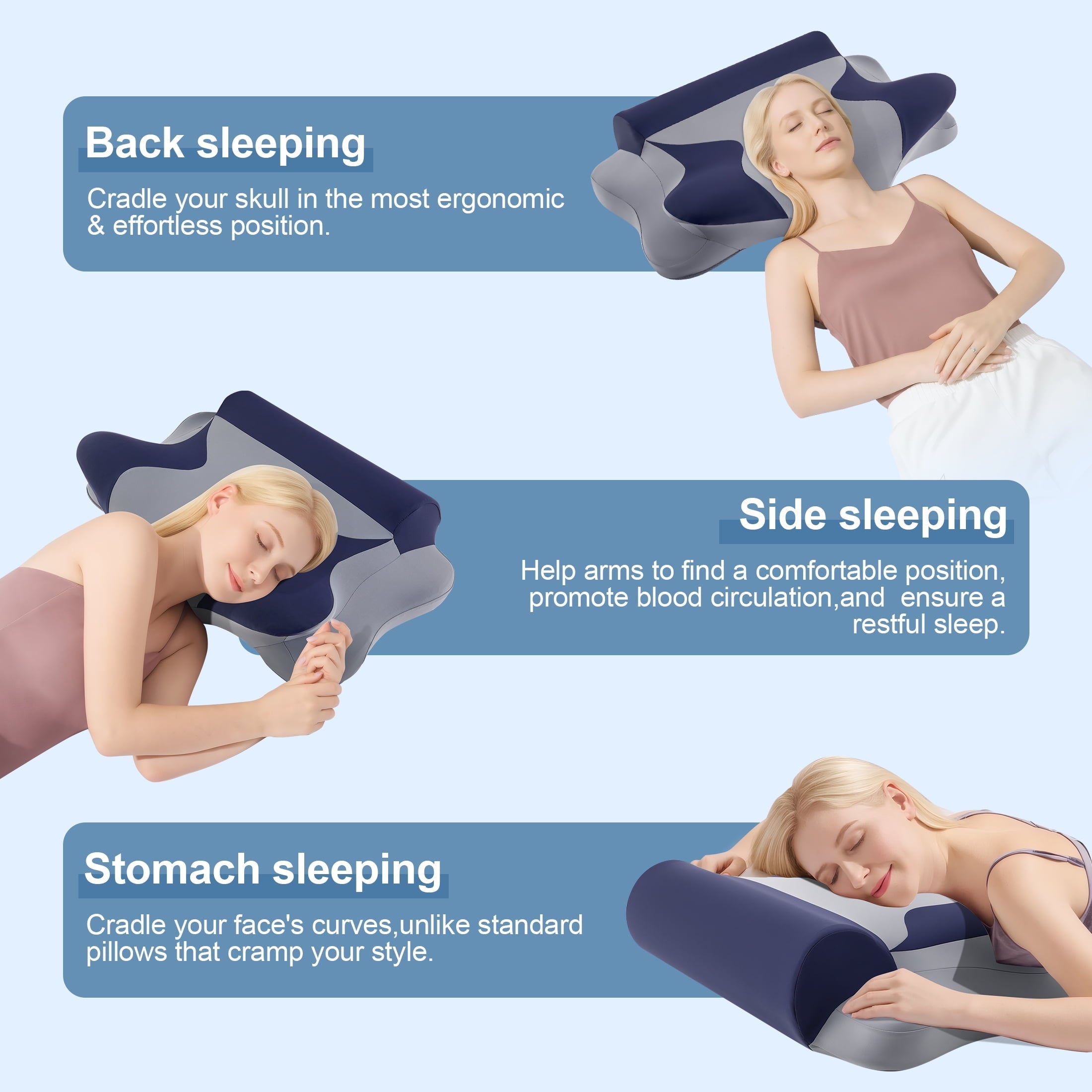 Fluffy Shredded Cooling Bed Pillow for Neck & Shoulder Pain Relief, Cervical Support Comfort Pillow for Side Back Stomach Sleeper, Er... - Orthopedic Shredded Foam Bed Pillow Set Detail