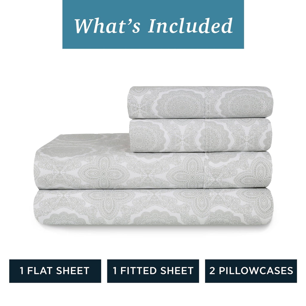Ultra-Soft 100% Cotton Queen Sheets Set, 4 Piece Bed Sheets Set with HeiQ Fresh, Percale Weave, Hotel Luxury, Ultra Soft Sheets ... - Cooling Hotel Quality Bedding Sheets and Pillowcases Detail