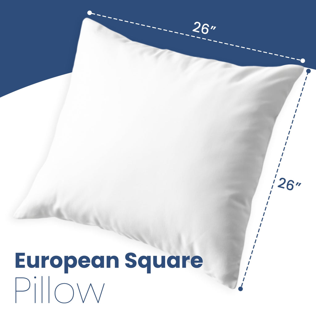 Hotel Collection Down Alternative White Euro Pillow Insert 26x26 – Soft & Durable - Ergonomic Memory Foam Pillow for Neck Pain Support Detail