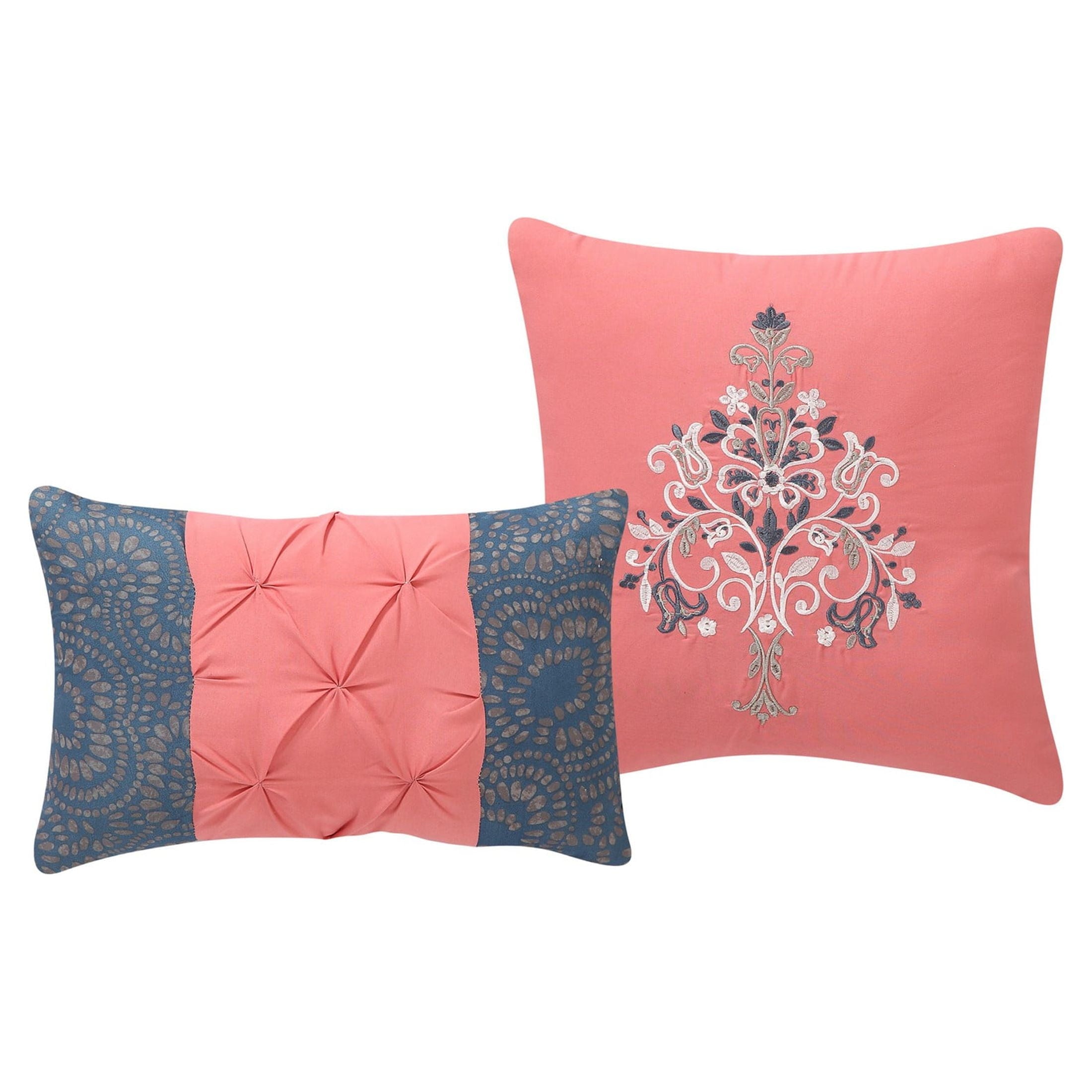 Hypoallergenic Cloud Casa Real 5-Piece Coral Damask Reversible Comforter Set, King, Adult, Unisex - Cloud-Like Soft Lightweight Bed Comforter Detail