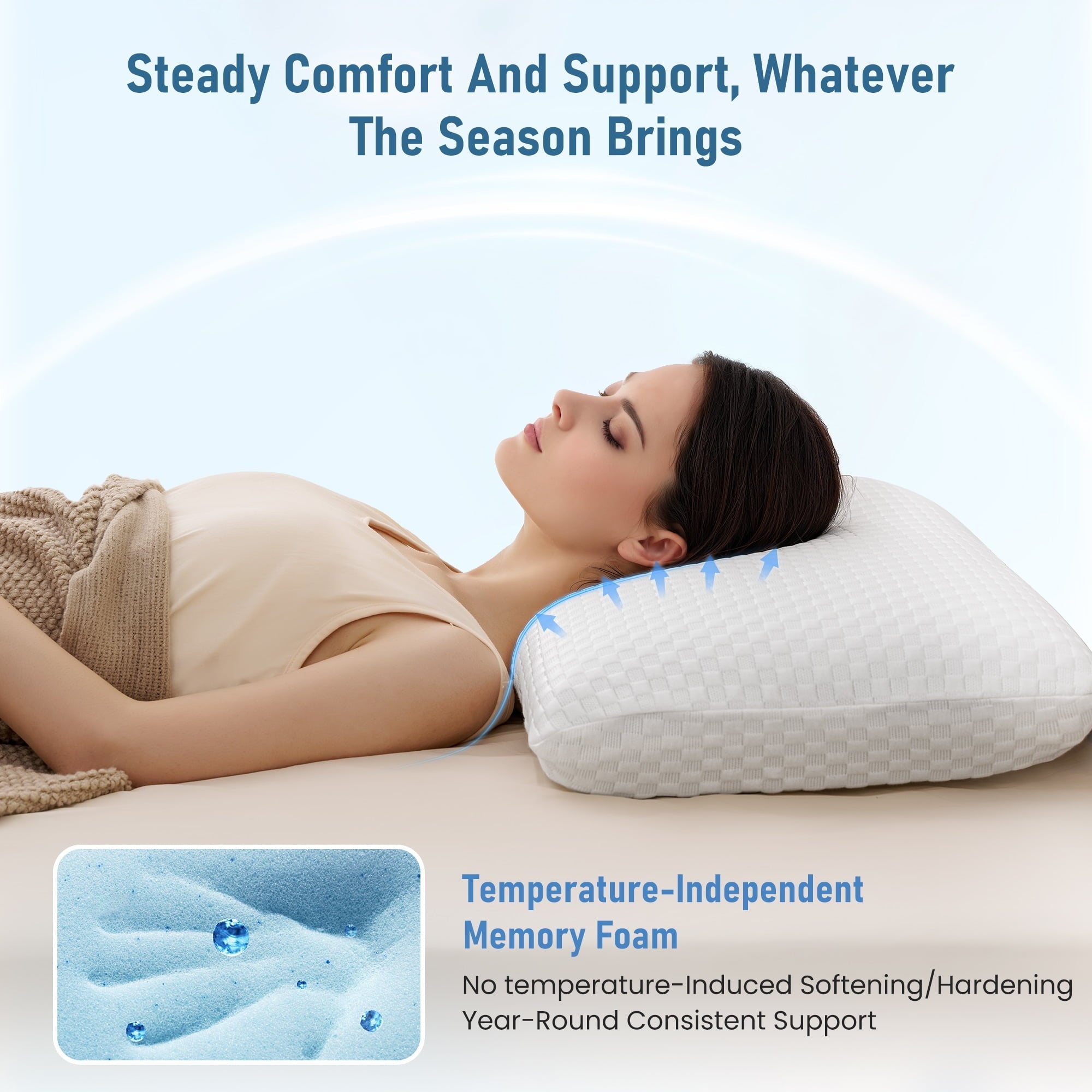 Orthopedic Support Memory Foam Pillow for Bed, Cooling Pillow with Extra Height Pad, Supportive Bed Pillow for Side, Back & Hot Sleepers... - Ergonomic Memory Foam Pillow for Neck Pain Support Detail